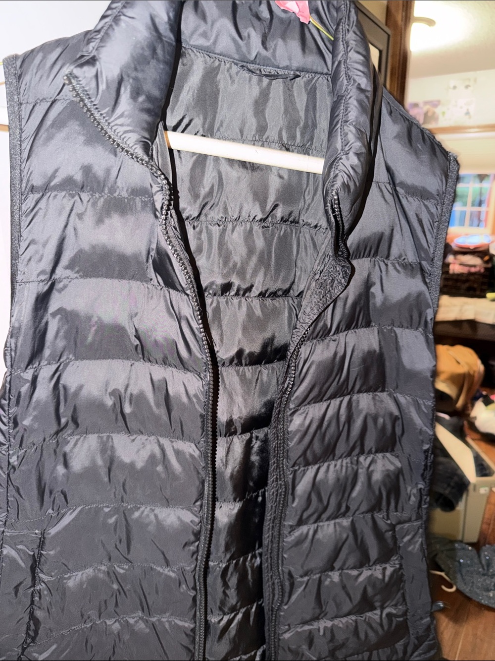 Women's Black Quilted Bomber Vest - Lightweight Layering